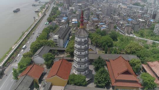 安庆迎江寺航拍（损毁之前珍贵画面）视频素材模板下载