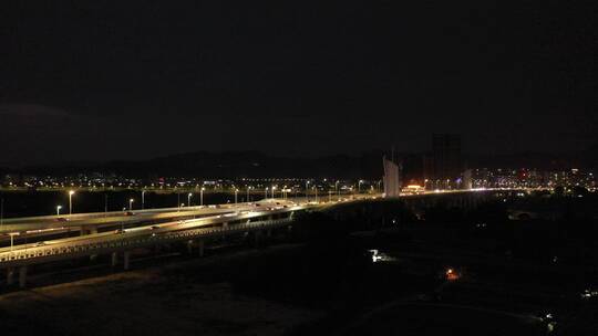 泉州黄龙大桥夜景车流车辆车来车往视频素材模板下载