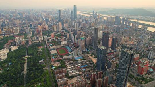 长沙城市地标全景航拍