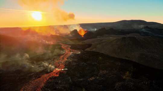 火山，熔岩，喷发，冰岛