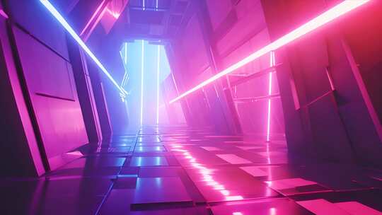奇幻赛博朋克极光通道 科幻背景空镜素材