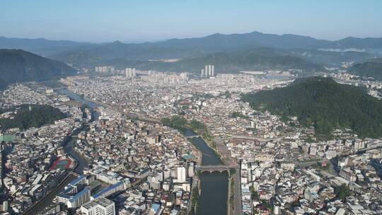 航拍福建汀州古城4A景区全景