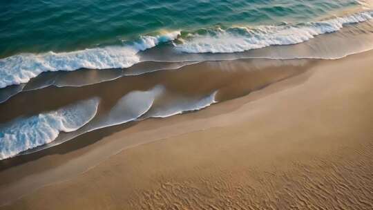 海滩海浪鸟瞰景象