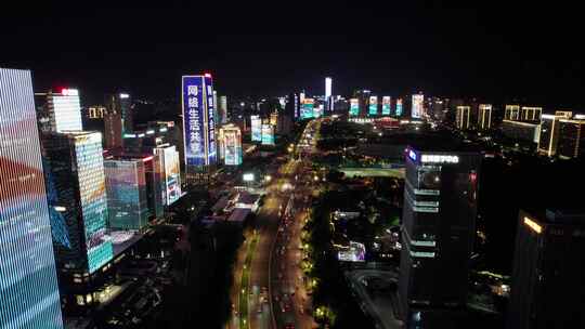 山东济南经十路夜景灯光秀航拍