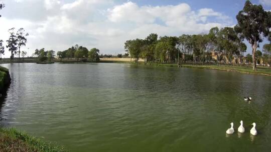 延时摄影的湖泊景观