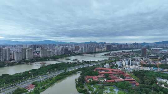 漳州航拍城市建筑风光九龙江西溪两岸经济