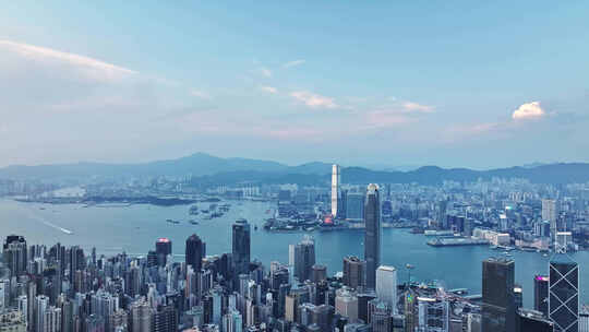 航拍香港维多利亚港夜景