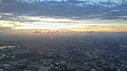 城市建筑都市日出日落朝阳晚霞夕阳黄昏航拍