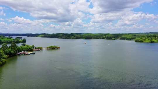 航拍横州西津水库 平路运河起点