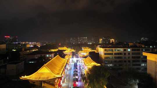 甘肃张掖明清街夜景航拍