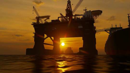 海上钻井平台油气勘探和能源开采视频