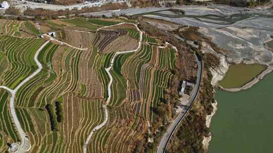 云南农业乡村梯田大地土地耕地梯田