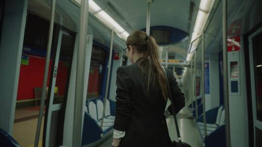 女人走下地铁