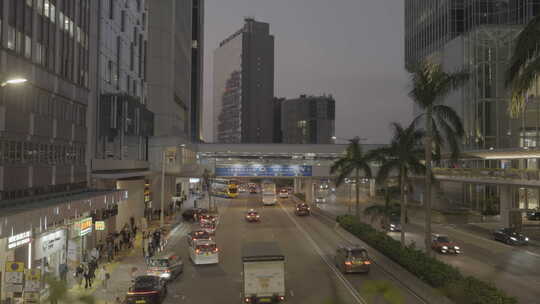香港马路街景夜景视频素材模板下载
