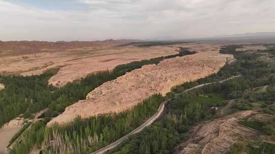 新疆吐鲁番市高昌区交河故城遗址航拍景观