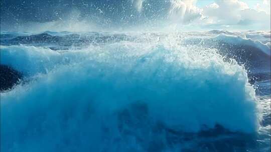 海浪大海巨浪海浪升格唯美大气海浪拍打ai