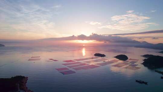 福建霞浦花竹村日出风景航拍