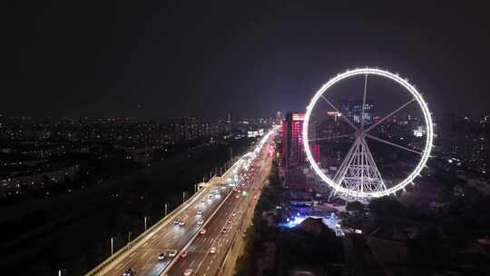 上海锦江乐园摩天轮夜景