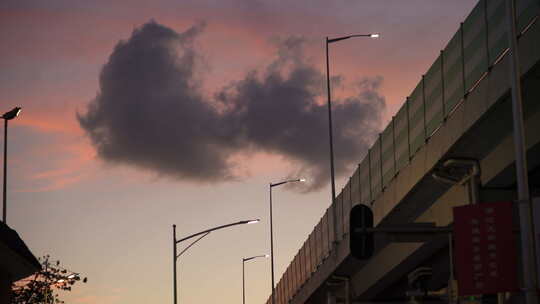 城市天空晚霞视频素材模板下载