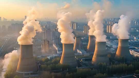 化工厂大气污染烟囱排放废气空气污染视频素材模板下载