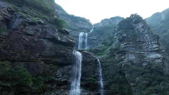 山水航拍庐山瀑布三叠泉高山流水山自然风景