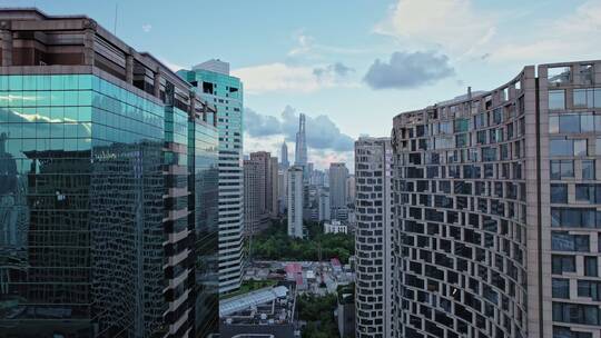 航拍上海市区建筑群视频素材模板下载