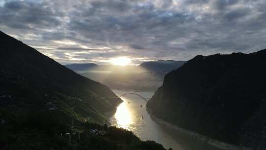 航拍长江三峡巫山段