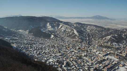 布拉索夫，雪，城市景观，山