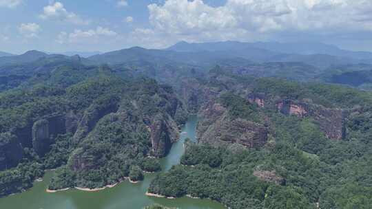 航拍福建泰宁大金湖一线天奇观景区