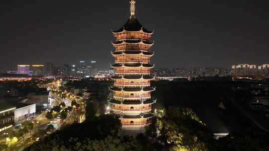 古城人民路夜景北寺塔北报恩寺