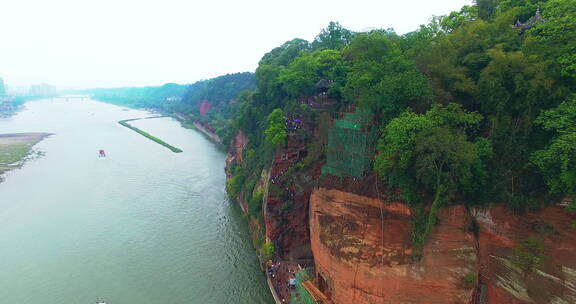 著名景区世界文化遗产乐山大佛航拍