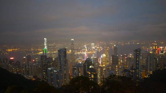 香港维多利亚港夜景延时