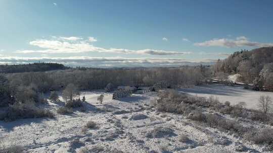 新格兰航拍冬季森林积雪自然风景