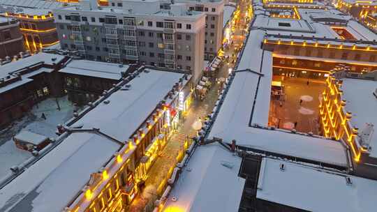 中国黑龙江哈尔滨老道外中华巴洛克夜景航拍