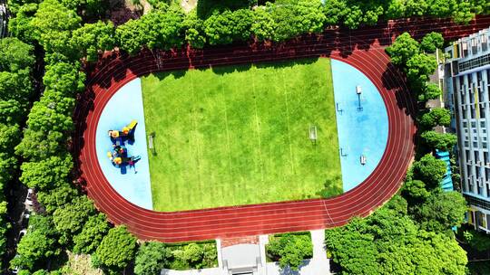 上海学校操场航拍视频素材模板下载
