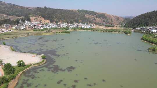 云南弥勒锦屏山后海景区航拍