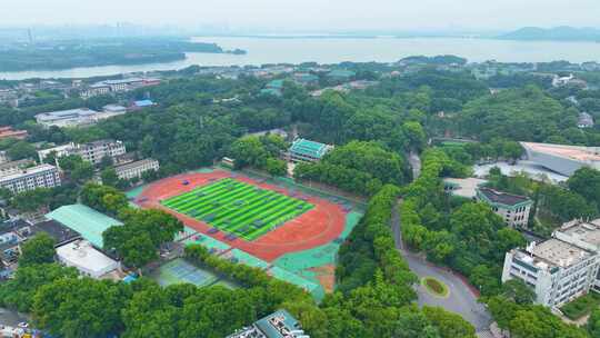 湖北武汉大学文理学部校区航拍校园珞珈山风