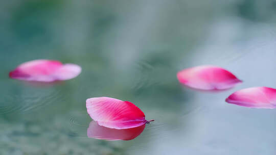 水面花瓣唯美画面 落花有意流水无情