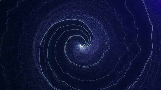 由太空中发光粒子制成的圆形运动蓝色抽象漩