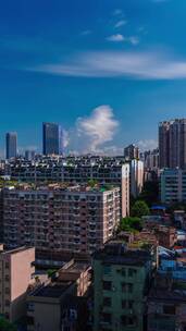 广州城市建筑蓝天白云延时风光竖屏