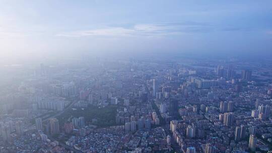 广州珠江岸城市摩天高楼建筑群全景风光航拍