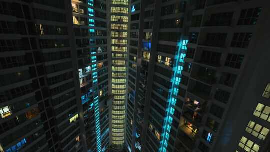 4K-公寓楼亮灯延时视频素材模板下载