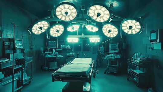 手术室无影灯下的医疗场景