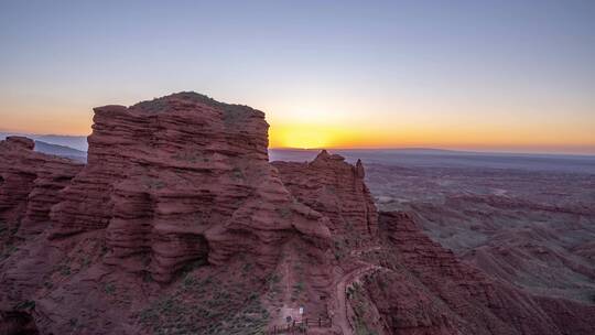 甘肃张掖平山湖大峡谷风景区夕阳下延时航拍