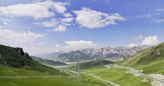 祁连山山脉 青藏地区 蓝天草原