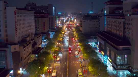 航拍城市夜景人流都市生活