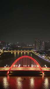 四川德阳夜景德阳彩虹桥夜景竖版航拍