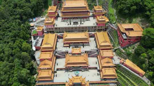 广东东莞大岭山森林公园观音寺航拍