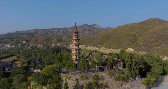 山西长治浊漳河谷原起寺青龙宝塔航拍