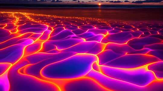 沙滩荧光特效夜景